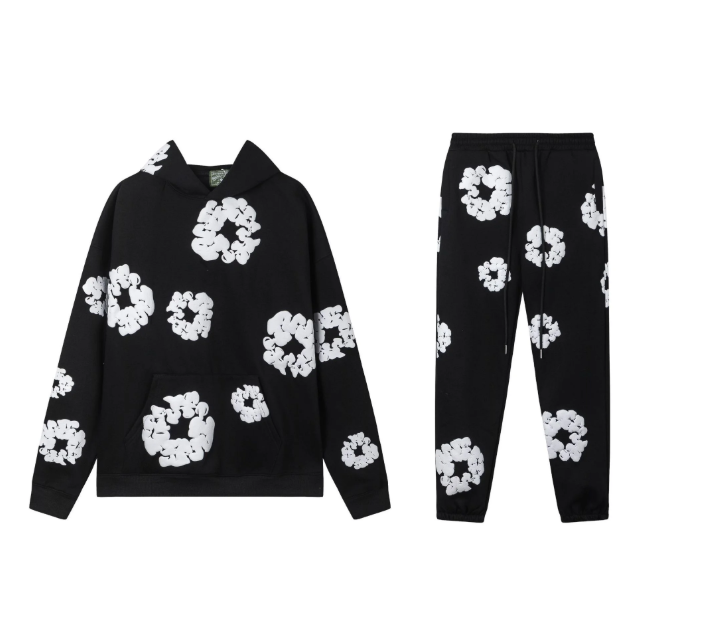 Denim Tears The Cotton Wreath Sweatsuit Black (Full Set)